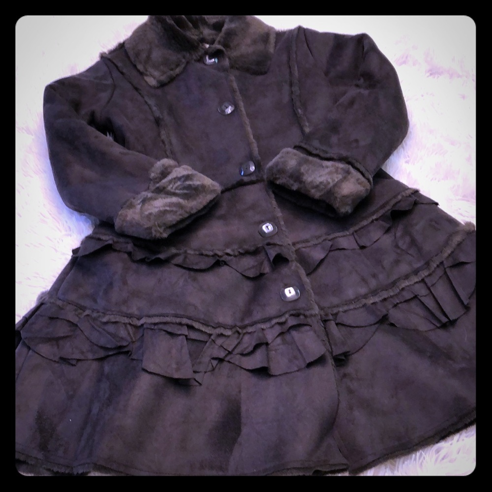 Widgeon Girls 7 Chocolate Shearling Dress Coat